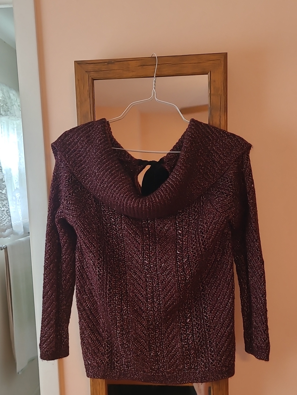 White House Black Market Burgundy Cowl Neck Sweater